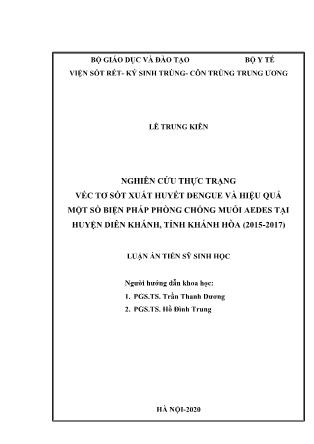 Luận án Nghiên cứu thực trạng véc tơ sốt xuất huyết dengue và hiệu quả một số biện pháp phòng chống muỗi aedes tại huyện Diên khánh, tỉnh Khánh hòa (2015 - 2017)