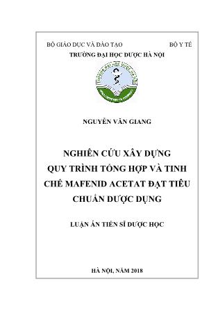 Luận án Nghiên cứu xây dựng quy trình tổng hợp và tinh chế mafenid acetat đạt tiêu chuẩn dược dụng