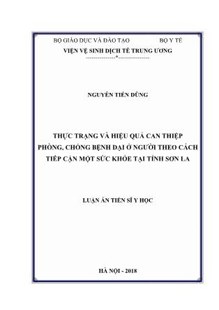 Luận án Thực trạng và hiệu quả can thiệp phòng, chống bệnh dại ở người theo cách tiếp cận một sức khỏe tại tỉnh Sơn La