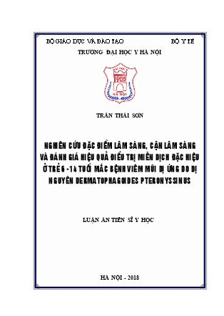 Nghiên cứu đặc điểm lâm sàng, cận lâm sàng và đánh giá hiệu quả điều trị miễn dịch đặc hiệu ở trẻ 6 - 14 tuổi mắc bệnh viêm mũi dị ứng do dị nguyên dermatophagoides pteronyssinus