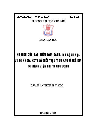 Nghiên cứu đặc điểm lâm sàng, mô bệnh học và đánh giá kết quả điều trị u tiểu não ở trẻ em tại bệnh viện nhi trung ương