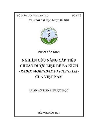 Nghiên cứu nâng cấp tiêu chuẩn dược liệu rễ ba kích (radix morindae officinalis) của Việt Nam