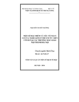 Tóm tắt Luận án Một số đặc điểm và yếu tố nguy cơ của nghe kém ở trẻ em từ 2 đến 5 tuổi tại các trường mẫu giáo nội thành Hà Nội