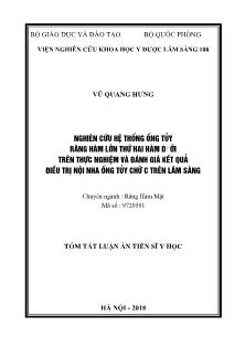 Tóm tắt Luận án Nghiên cứu hệ thống ống tủy răng hàm lớn thứ hai hàm dưới trên thực nghiệm và đánh giá kết quả điều trị nội nha ống tủy chữ C trên lâm sàng