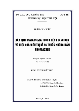 Xác định malassezia trong bệnh lang ben và hiệu quả điều trị bằng thuốc kháng nấm nhóm azole