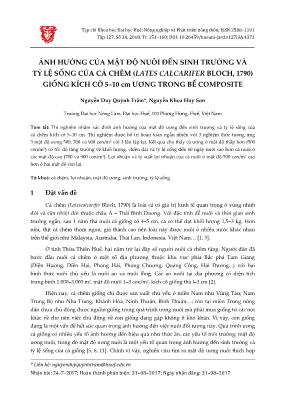 Ảnh hưởng của mật độ nuôi đến sinh trưởng và tỷ lệ sống của cá chẽm (Lates calcarifer bloch, 1790) giống kích cỡ 5–10 cm ương trong bể Composite