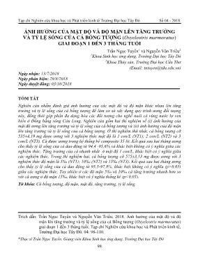 Ảnh hưởng của mật độ và độ mặn lên tăng trưởng và tỷ lệ sống của cá bống tượng (Oxyeleotris Marmoratus) giai đoạn 1 đến 3 tháng tuổi