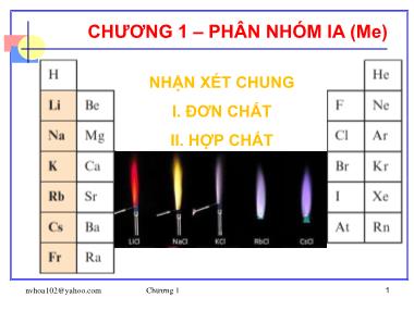 Bài giảng Hóa đại cương - Chương 1: Phân nhóm IA (Me)