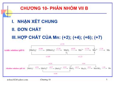 Bài giảng Hóa đại cương - Chương 10: Phân nhóm VIIB