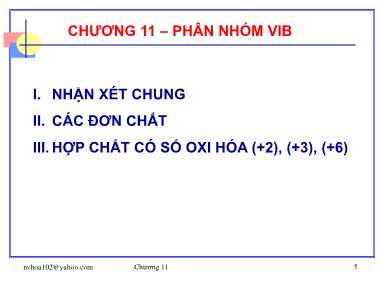 Bài giảng Hóa đại cương - Chương 11: Phân nhóm VIB