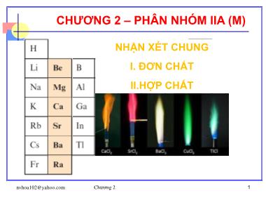 Bài giảng Hóa đại cương - Chương 2: Phân nhóm IIA (M)