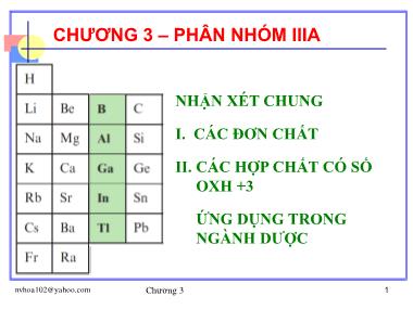 Bài giảng Hóa đại cương - Chương 3: Phân nhóm IIIA