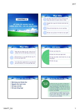 Bài giảng Kế toán Hành chính sự nghiệp - Chương 6: Kế toán các khoản thu và chênh lệch thu, chi các hoạt động
