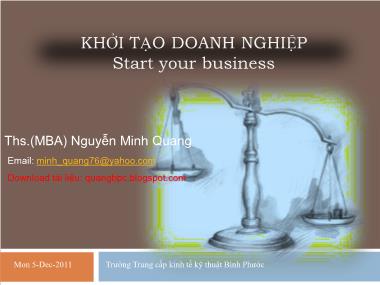 Bài giảng Khởi tạo Doanh nghiệp - Bài 3: Chiến lược công ty và kế hoạch kinh doanh - Nguyễn Minh Quang