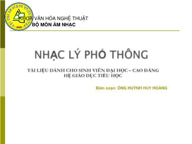 Bài giảng Nhạc lý phổ thông - Sơ lược về thể loại âm nhạc - Ông Huỳnh Huy Hoàng