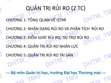 Bài giảng Quản trị rủi ro - Chương 1: Tổng quan về quản trị rủi ro - Trường Đại học Thương Mại