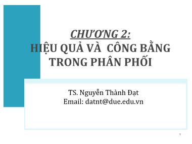 Bài giảng Tài chính Công - Chương 2: Hiệu quả và công bằng trong phân phối - Nguyễn Thành Đạt