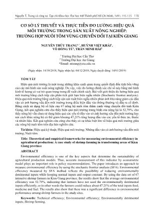 Cơ sở lý thuyết và thực tiễn đo lường hiệu quả môi trường trong sản xuất nông nghiệp - Trường hợp nuôi tôm vùng chuyển đổi tại Kiên Giang