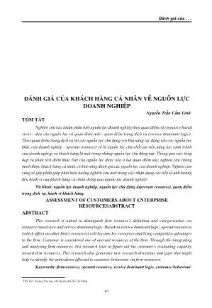 Đánh giá của khách hàng cá nhân về nguồn lực doanh nghiệp