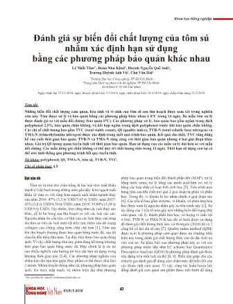 Đánh giá sự biến đổi chất lượng của tôm sú nhằm xác định hạn sử dụng bằng các phương pháp bảo quản khác nhau