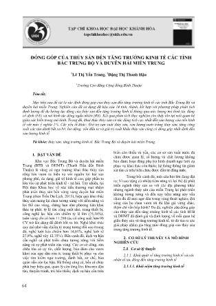 Đóng góp của thủy sản đến tăng trưởng kinh tế các tỉnh Bắc Trung Bộ và Duyên hải miền Trung