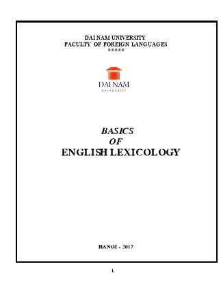 Giáo trình Basics of english lexicology - Trường Đại học Đại Nam