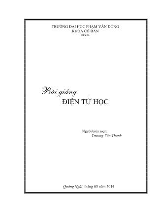 Giáo trình Điện tử học - Trường ĐH Phạm Văn Đồng