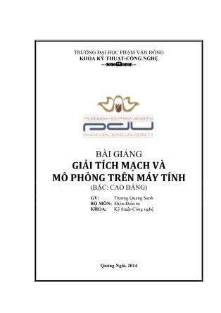 Giáo trình Giải tích mạng và mô phỏng trên máy tính (Bậc Cao đẳng) - Trường Đại học Phạm Văn Đồng