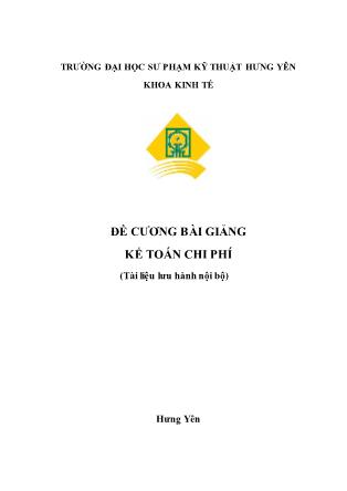 Giáo trình Kế toán Chi phí - Trường Đại học SPKT Hưng Yên