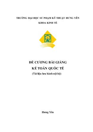 Giáo trình Kế toán quốc tế - Trường Đại học SPKT Hưng Yên