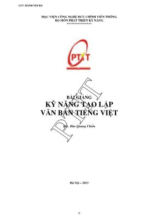 Giáo trình Kỹ năng tạo lập văn bản tiếng Việt - Học viện CN Bưu chính Viễn thông