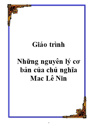 Giáo trình Những nguyên lý cơ bản của chủ nghĩa Mac Lê Nin