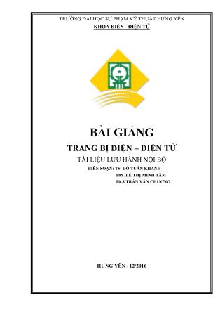 Giáo trình Trang bị điện, điện tử - Trường ĐH SP kỹ thuật Hưng Yên