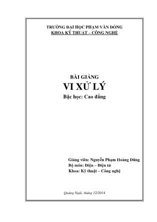 Giáo trình Vi xử lý (Bậc Cao đẳng) - Trường Đại học Phạm Văn Đồng