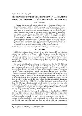 Hệ thống kết hợp điều chế không gian và mã hóa mạng lớp vật lý cho thông tin vô tuyến chuyển tiếp hai chiều