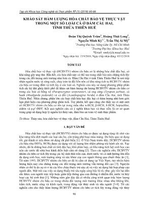 Khảo sát hàm lượng hóa chất bảo vệ thực vật trong một số loài cá ở đầm Cầu Hai, tỉnh Thừa Thiên Huế