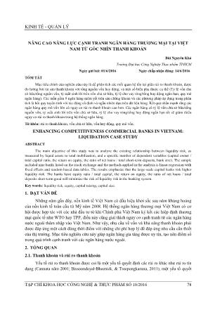 Nâng cao năng lực cạnh tranh Ngân hàng Thương mại tại Việt Nam từ góc nhìn thanh khoản