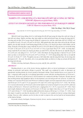 Nghiên cứu ảnh hưởng của mật độ lên kết quả ương ấu trùng tôm hề (Hymenocera picta dana, 1852)