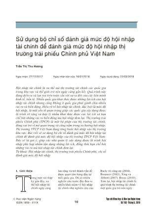 Sử dụng bộ chỉ số đánh giá mức độ hội nhập tài chính để đánh giá mức độ hội nhập thị trường trái phiếu Chính phủ Việt Nam