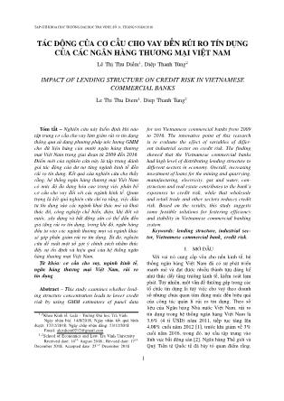 Tác động của cơ cấu cho vay đến rủi ro tín dụng của các ngân hàng thương mại Việt Nam
