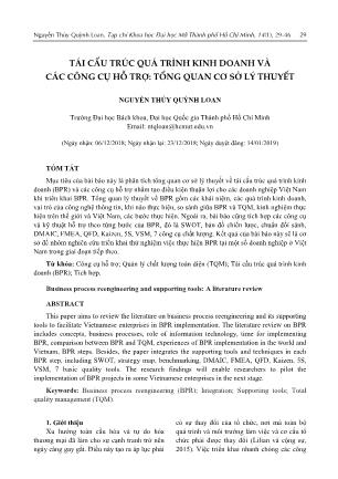 Tái cấu trúc quá trình kinh doanh và các công cụ hỗ trợ - Tổng quan cơ sở lý thuyết