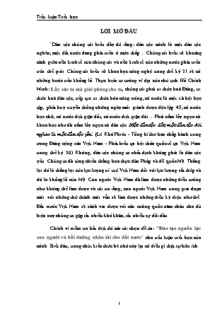 Tiểu luận Đào tạo nguồn lực con người và bồi dưỡng nhân tài cho đất nước